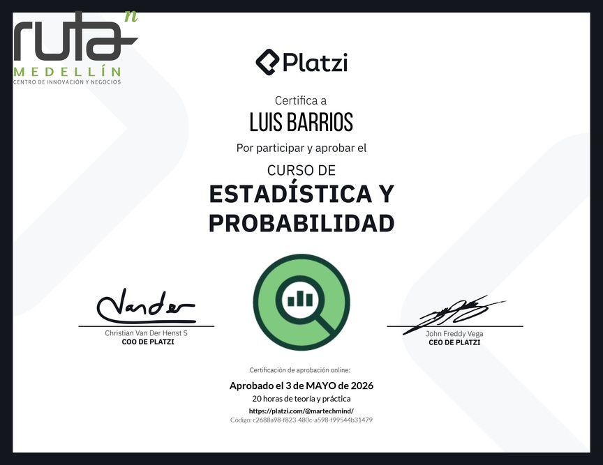 Diploma del Curso de Estadística y Probabilidad