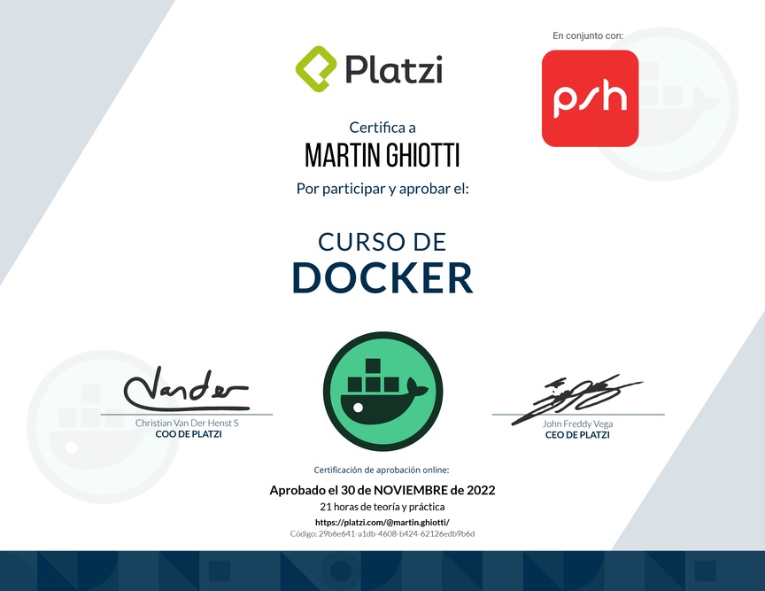 Diploma del Curso de Docker