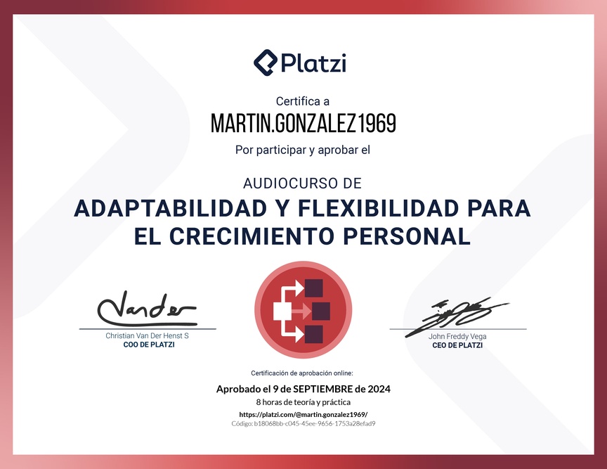 Diploma de Audiocurso de Adaptabilidad y Flexibilidad para el Crecimiento Personal
