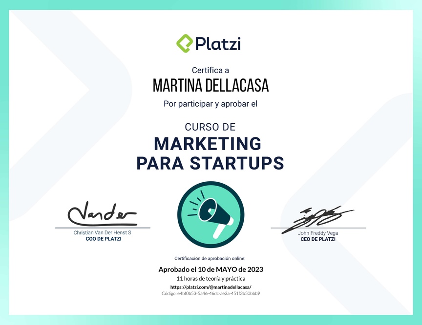Diploma del Curso de Marketing para Startups