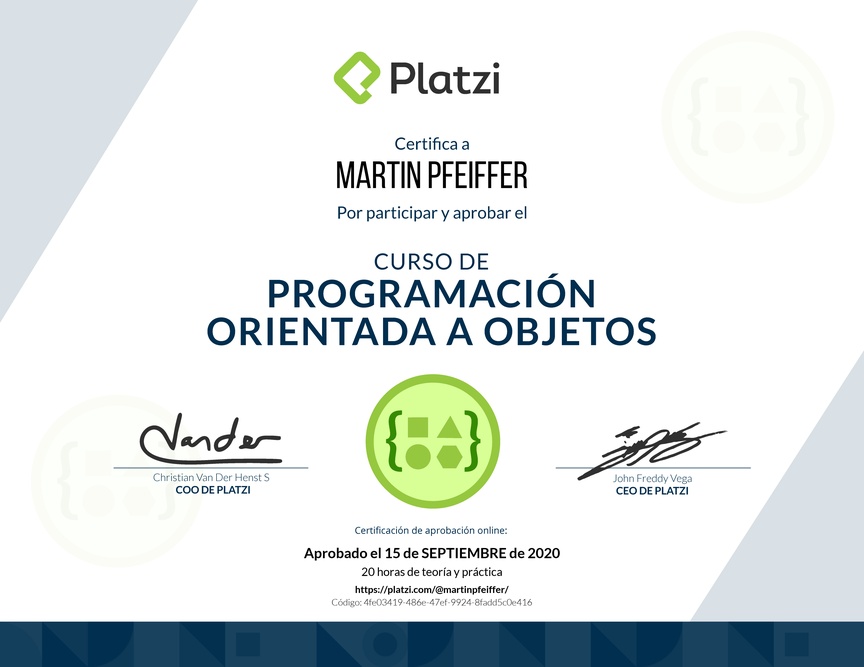 Diploma del Curso de Programación Orientada a Objetos: POO