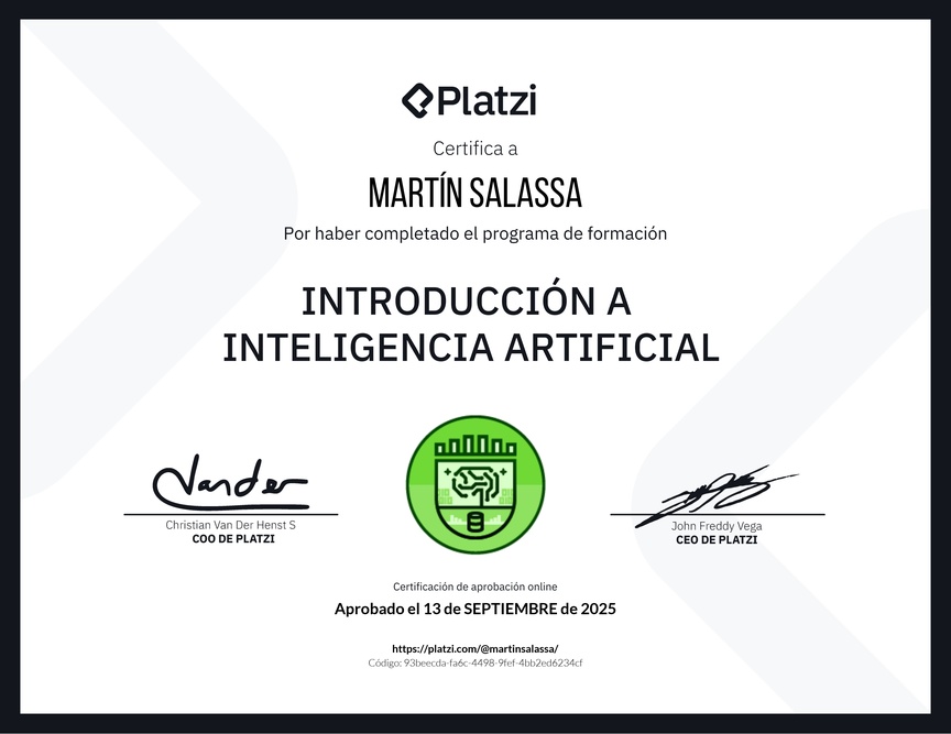 Diploma de la Ruta de Aprendizaje de Introducción a AI