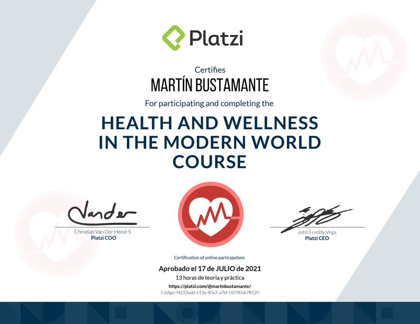 Diploma del Curso de Salud y Bienestar en el Mundo Actual