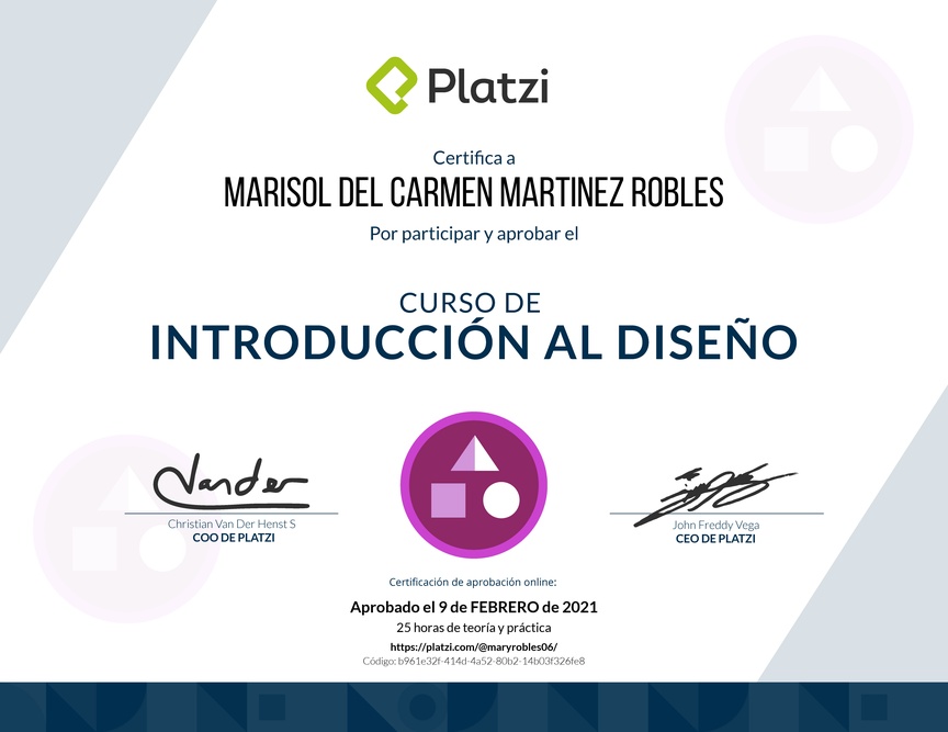 Diploma del Curso de Introducción al Diseño