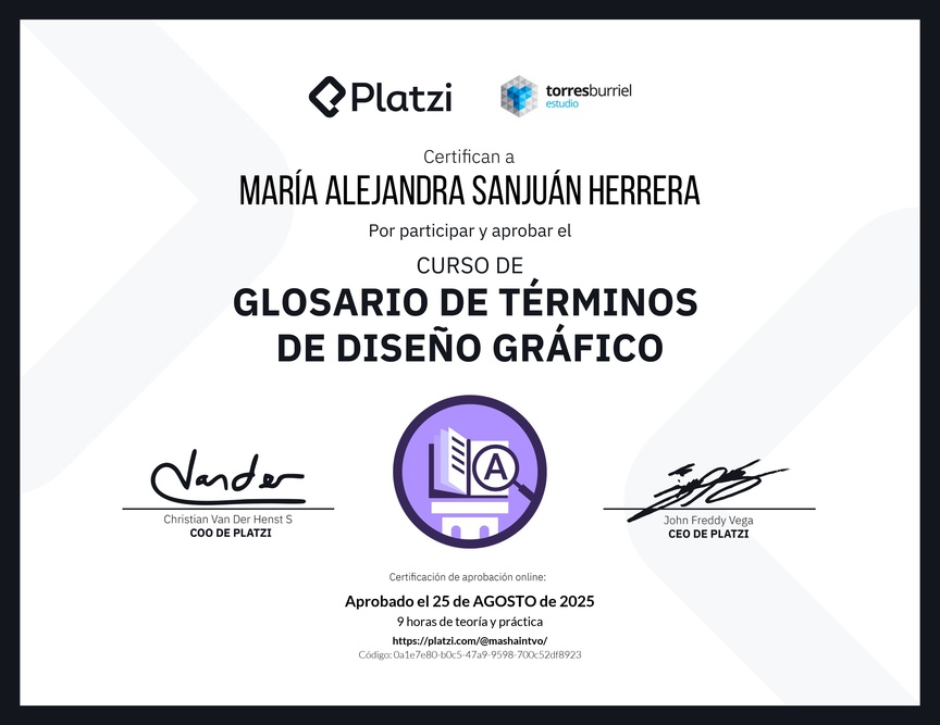 Diploma del Curso de Glosario de términos de Diseño Gráfico