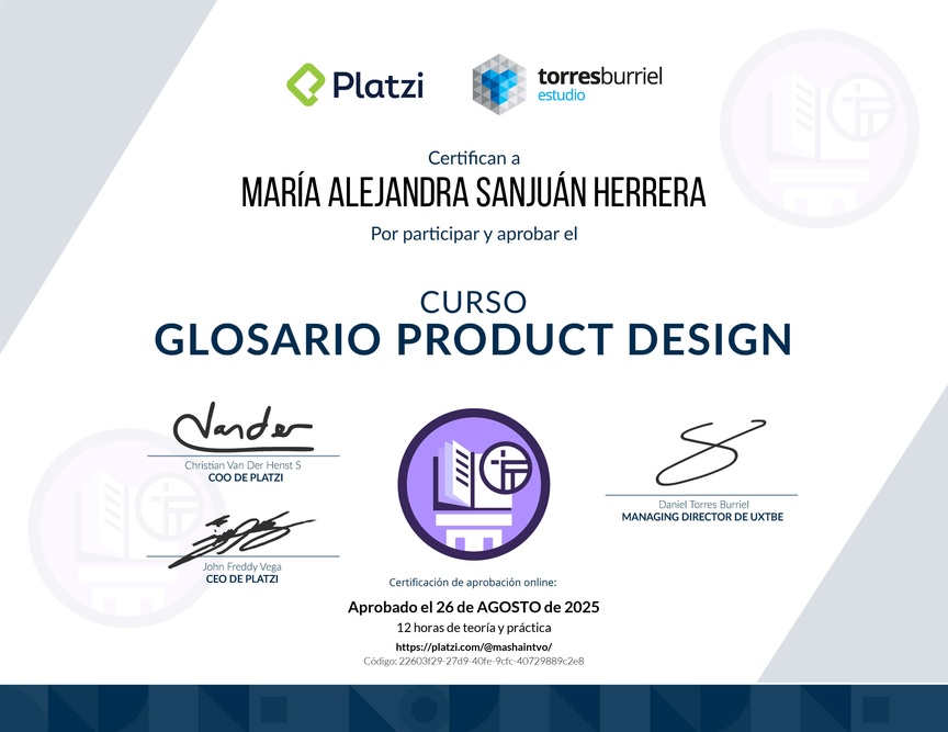 Diploma del Curso de Glosario en Product Design