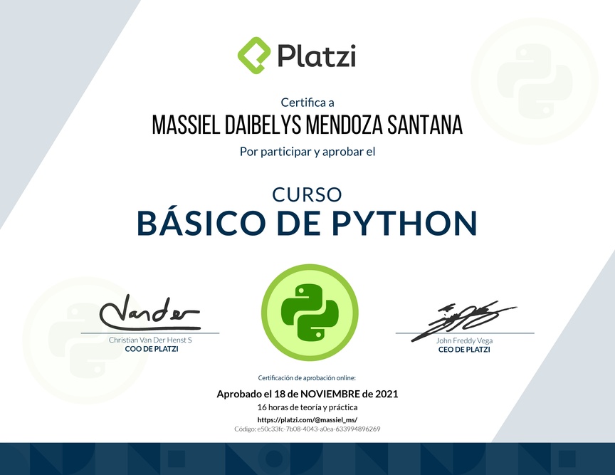 Diploma del Curso Básico de Python