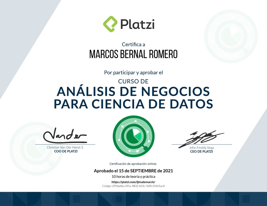 Diploma del Curso de Análisis de Negocios para Ciencia de Datos