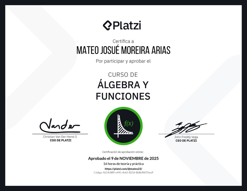 Diploma del Curso de Álgebra y Funciones