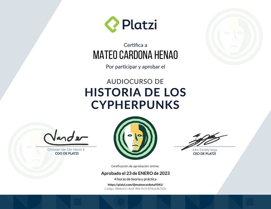 Diploma de Audiocurso de Historia de los Cypherpunks