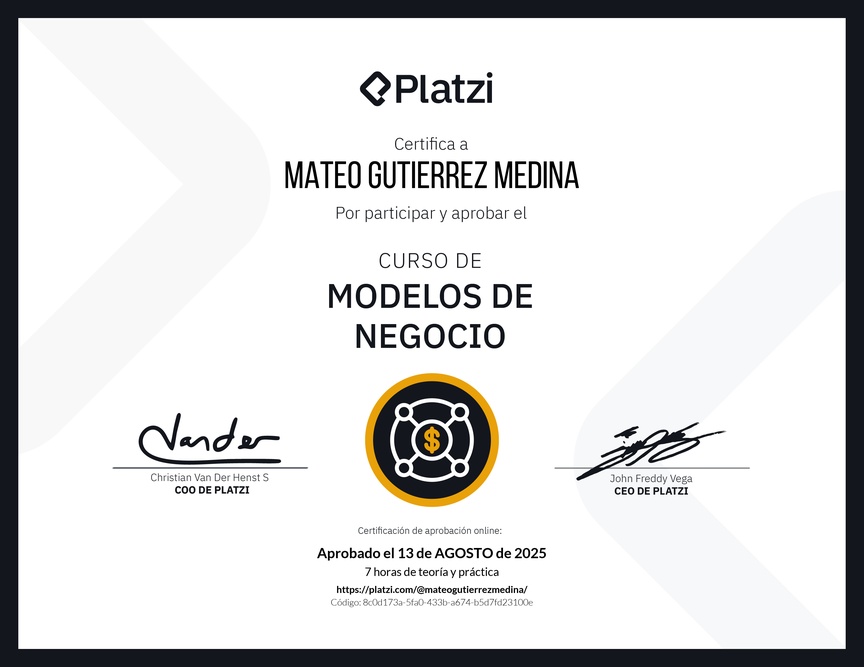 Diploma del Curso de Modelos de Negocio