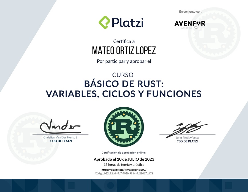 Diploma del Curso de Rust básico