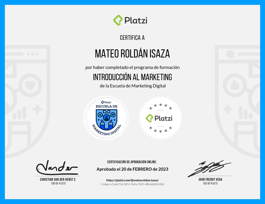 Diploma de la Ruta de Aprendizaje de Introducción al Marketing Digital