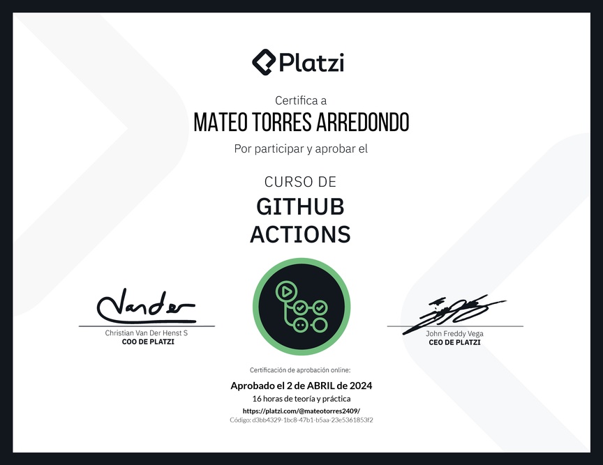 Diploma del Curso de GitHub Actions