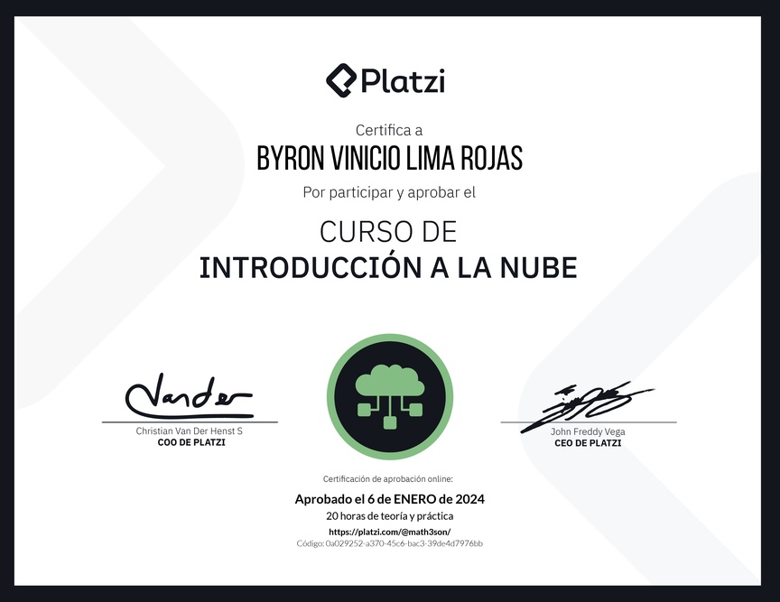 Diploma del Curso de Introducción a la Nube