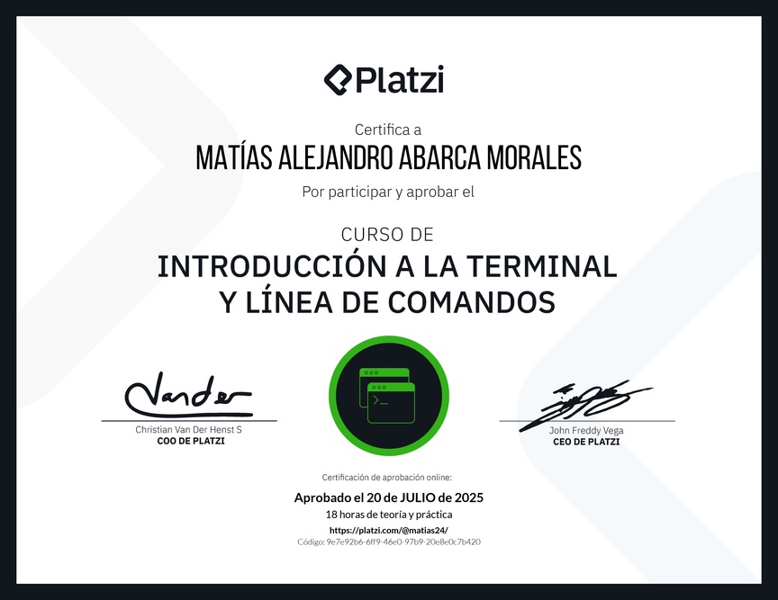 Diploma del Curso de Introducción a la Terminal y Línea de Comandos