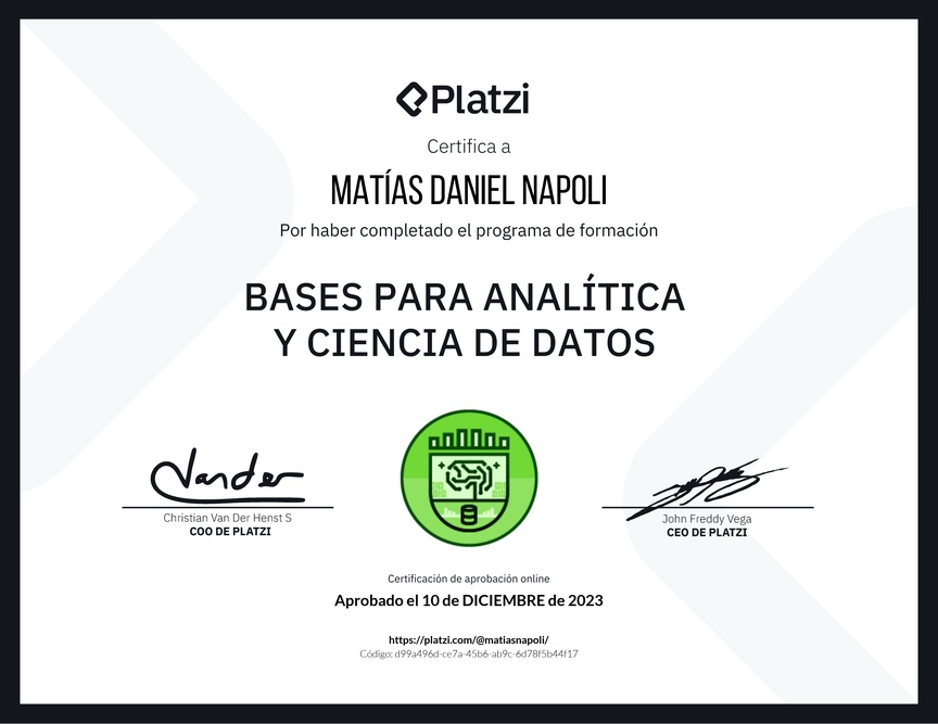 Diploma de la Ruta de Aprendizaje de Bases para Analítica y Ciencia de Datos