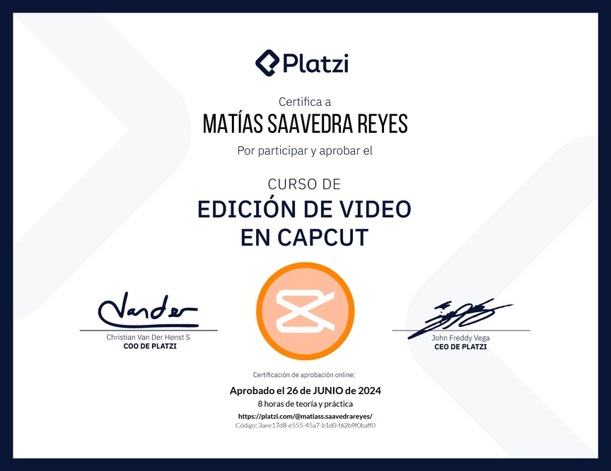 Diploma del Curso de Edición de Video con Capcut