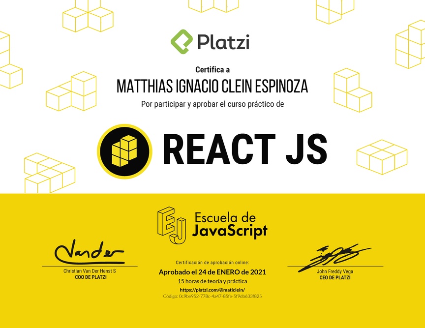 Diploma del Curso Práctico de React JS 2019