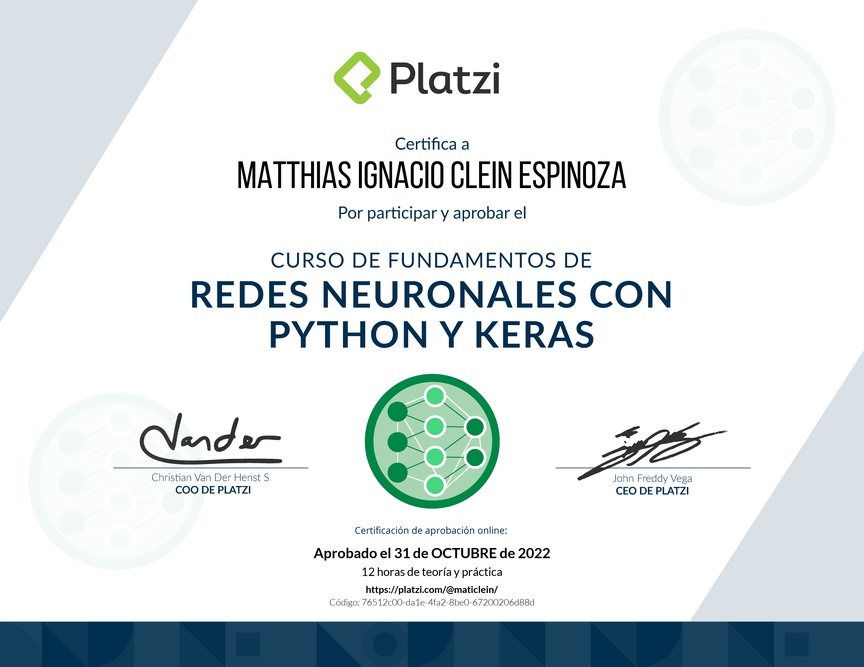 Diploma del Curso de Fundamentos de Redes Neuronales con Python y Keras