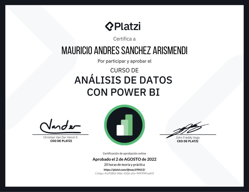 Diploma del Curso de Análisis de Datos con Power BI