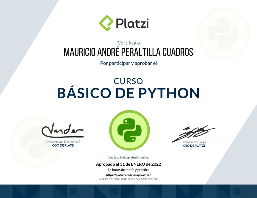 Diploma del Curso Básico de Python