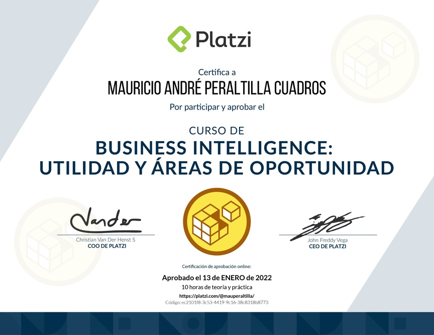 Diploma del Curso de Business Intelligence: Utilidad y Áreas de Oportunidad