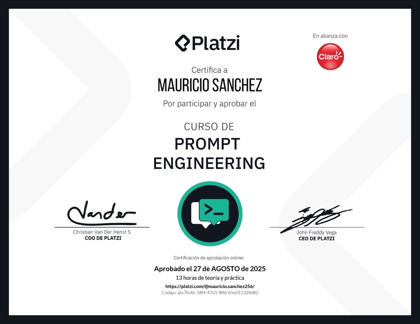 Diploma del Curso de Prompt Engineering