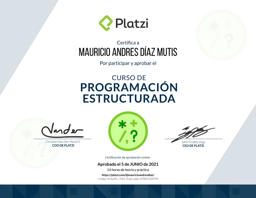 Diploma del Curso de Programación Estructurada
