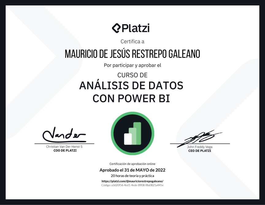 Diploma del Curso de Análisis de Datos con Power BI
