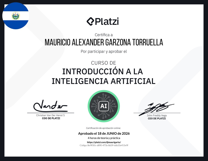 Diploma del Curso Gratis de Introducción a la Inteligencia Artificial