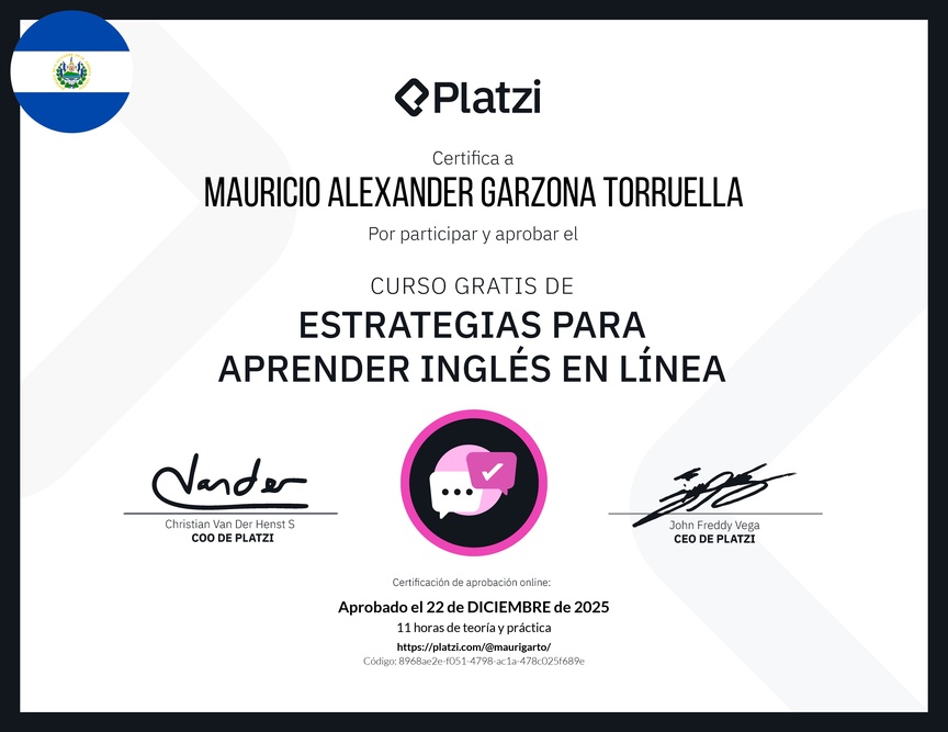 Diploma del Curso Gratis de Estrategias para Aprender Inglés en Línea