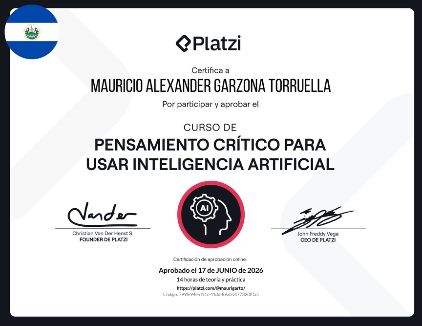 Diploma del Curso de Pensamiento Crítico para usar Inteligencia Artificial
