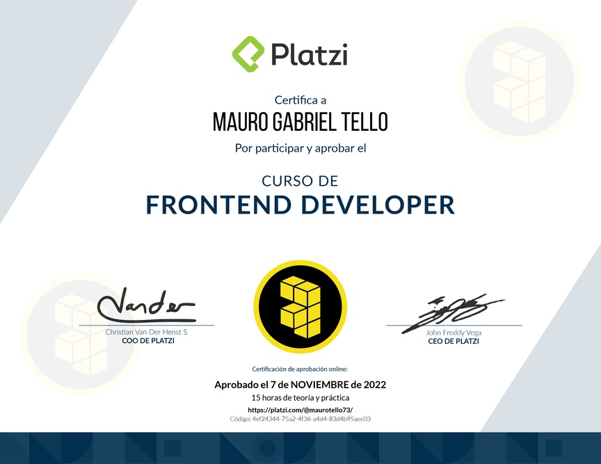 Diploma del Curso de Frontend Developer