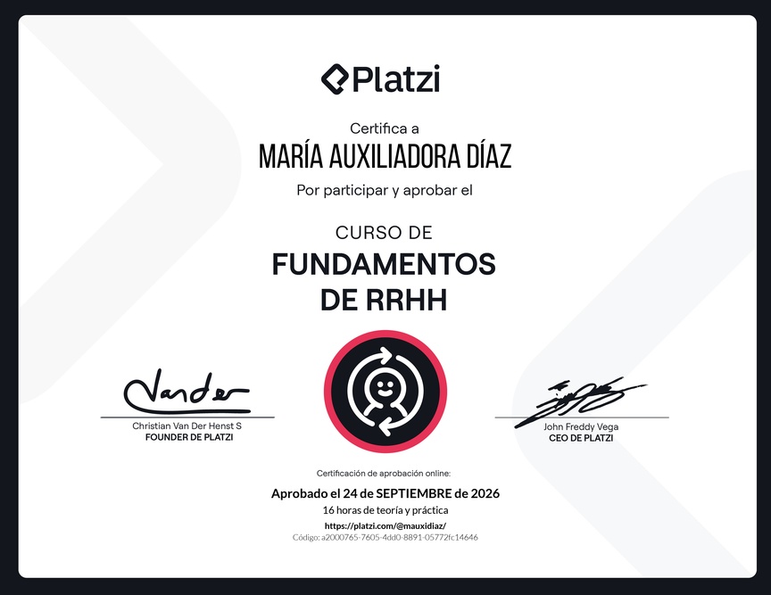 Diploma del Curso de Fundamentos de Recursos Humanos