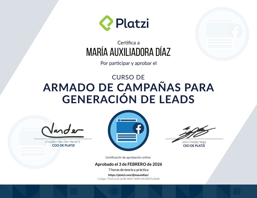 Diploma del Curso de Captación de Clientes con Meta Ads