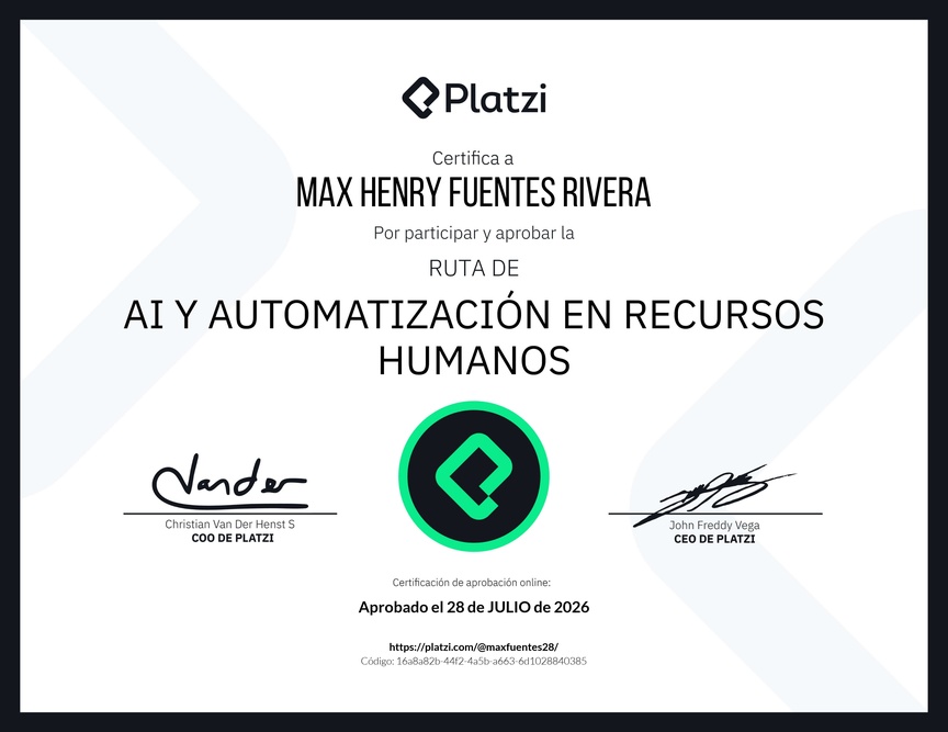 Diploma de la Ruta de Aprendizaje de AI y Automatización en Recursos Humanos