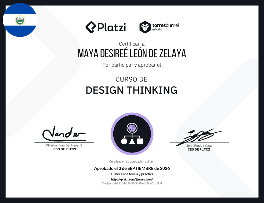 Diploma del Curso de Design Thinking