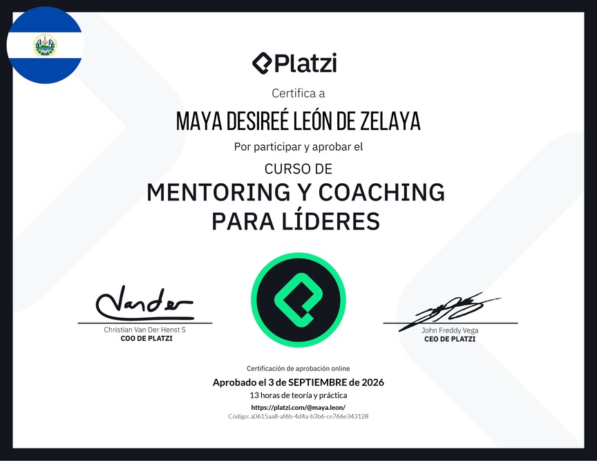 Diploma del Curso de Mentoring y Coaching para Líderes