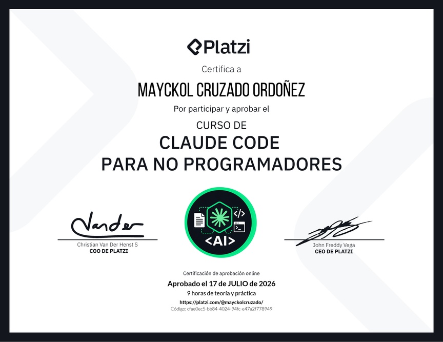 Diploma del Curso de Claude Code para No Programadores