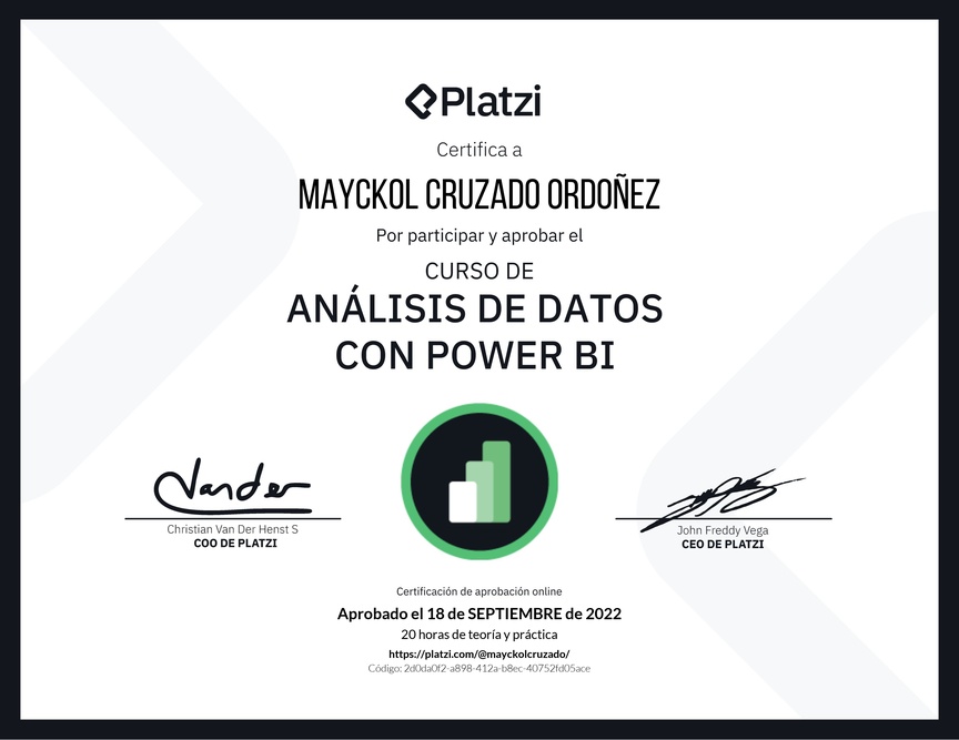 Diploma del Curso de Análisis de Datos con Power BI