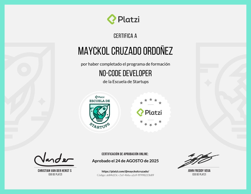 Diploma de la Ruta de Aprendizaje de No-Code Developer