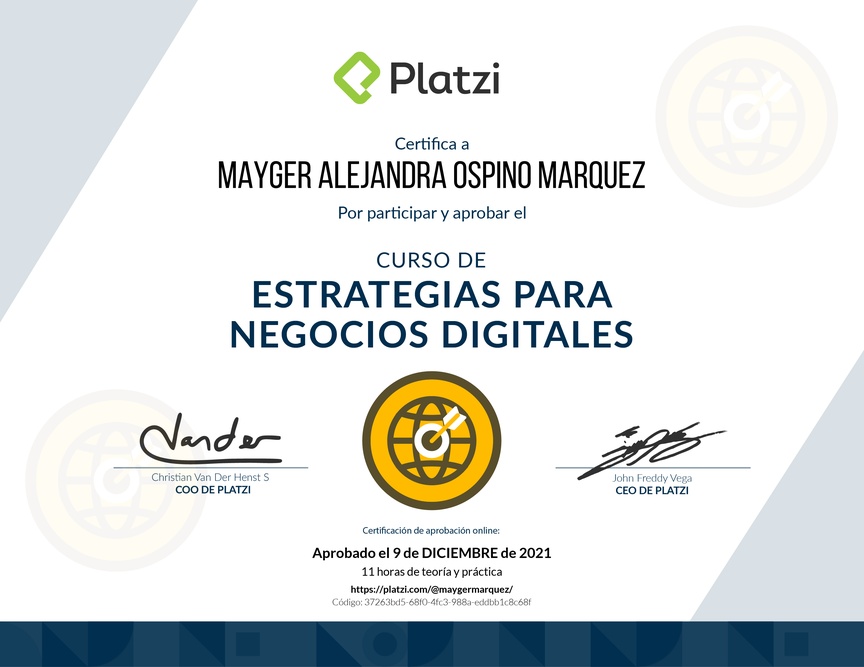 Diploma del Curso de Estrategias para Negocios Digitales