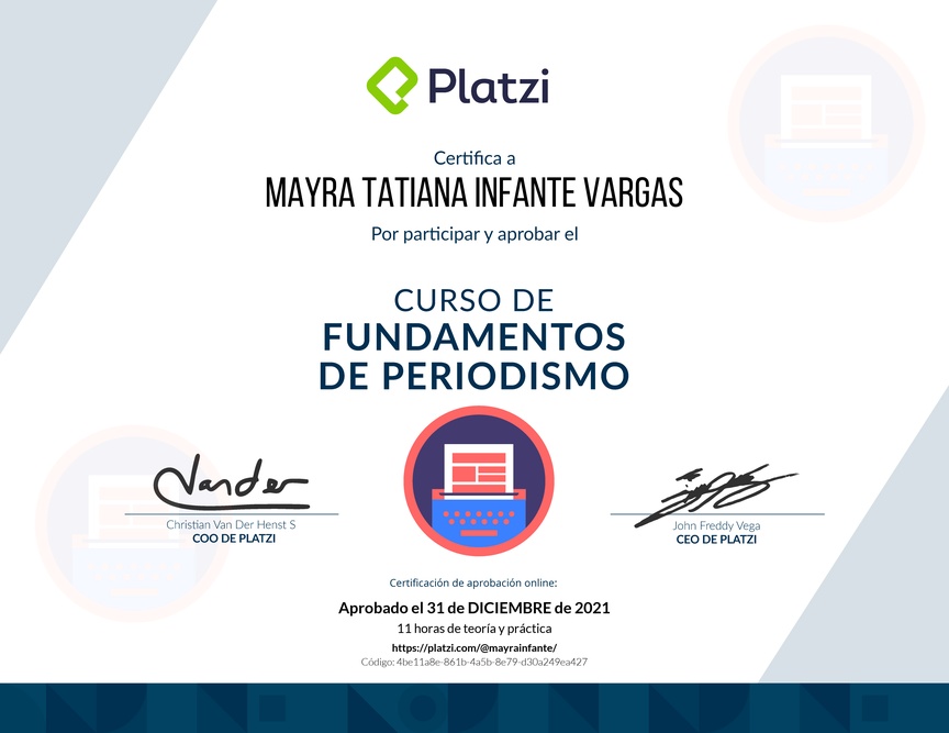 Diploma del Curso de Introducción al Periodismo