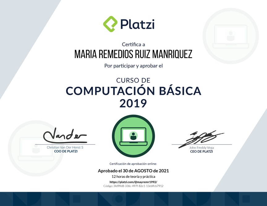 Diploma del Curso de Computación Básica