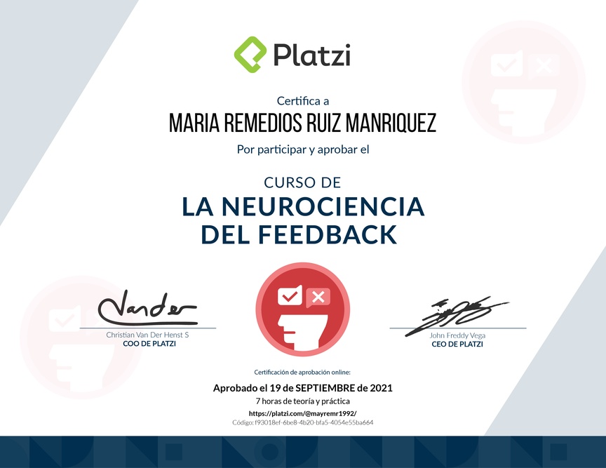 Diploma de Audiocurso sobre la Neurociencia del Feedback