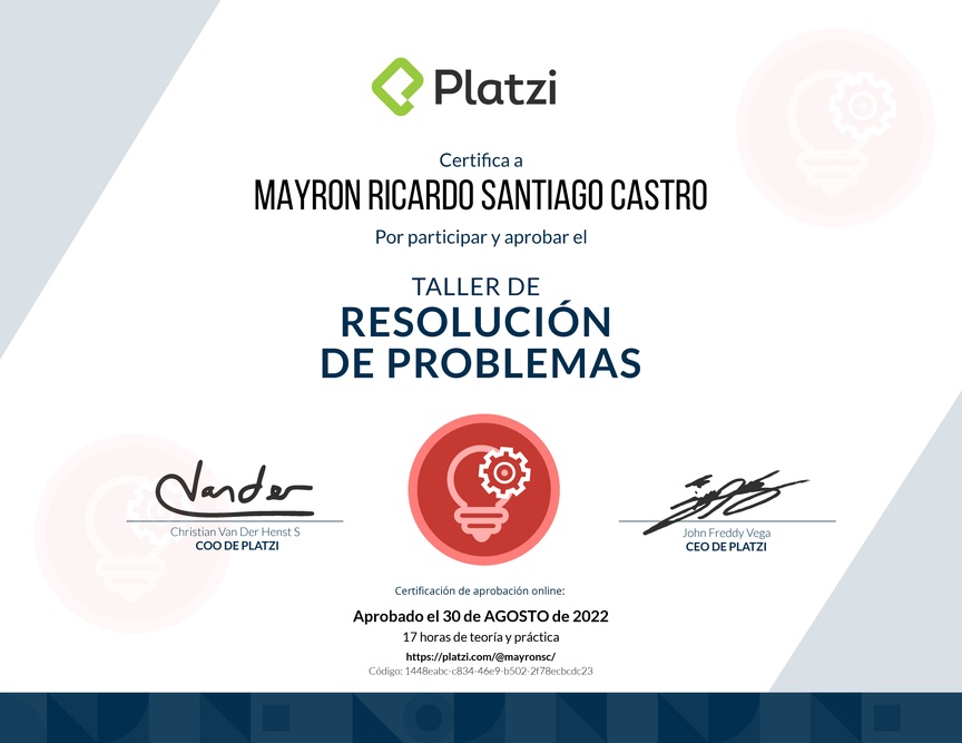 Diploma de Audiotaller de Resolución de Problemas