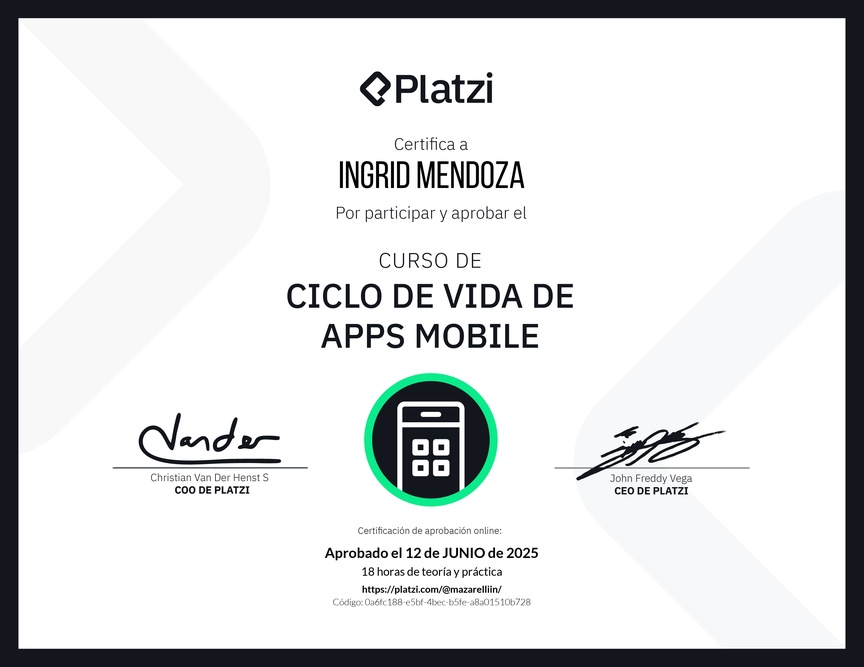 Diploma del Curso del Ciclo de Vida de Apps Mobile