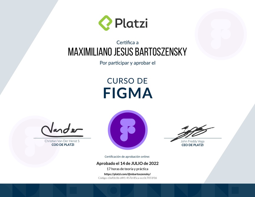 Diploma del Curso de Figma - 2020
