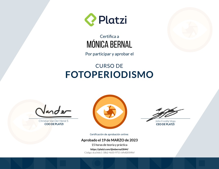 Diploma del Curso de Fotoperiodismo